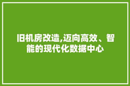 旧机房改造,迈向高效、智能的现代化数据中心
