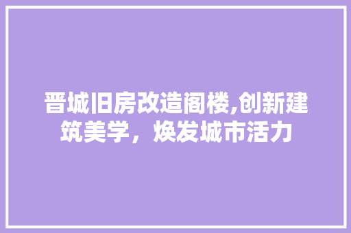 晋城旧房改造阁楼,创新建筑美学，焕发城市活力