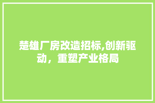 楚雄厂房改造招标,创新驱动，重塑产业格局