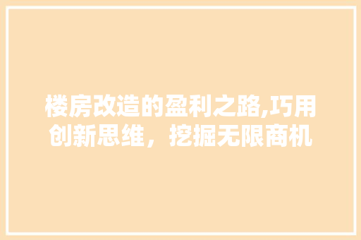 楼房改造的盈利之路,巧用创新思维，挖掘无限商机