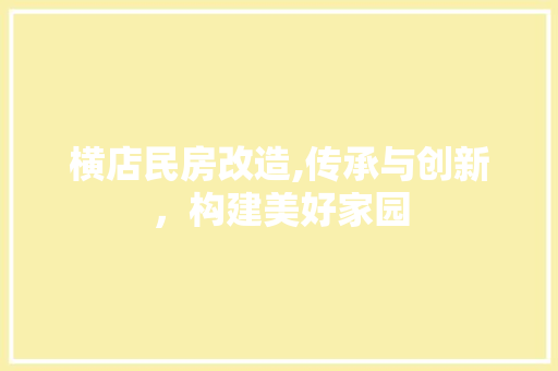 横店民房改造,传承与创新，构建美好家园