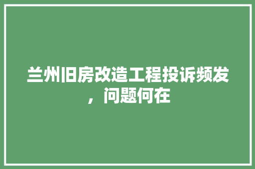 兰州旧房改造工程投诉频发，问题何在
