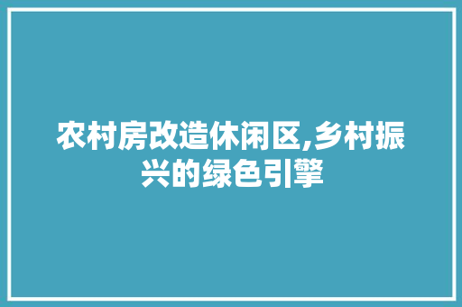 农村房改造休闲区,乡村振兴的绿色引擎