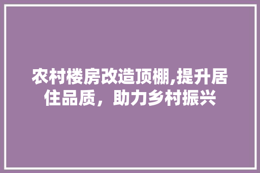 农村楼房改造顶棚,提升居住品质，助力乡村振兴