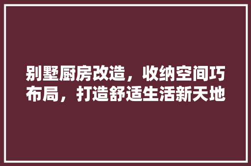 别墅厨房改造，收纳空间巧布局，打造舒适生活新天地