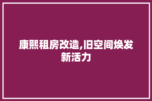 康熙租房改造,旧空间焕发新活力