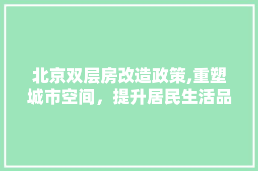 北京双层房改造政策,重塑城市空间，提升居民生活品质