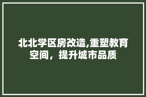 北北学区房改造,重塑教育空间，提升城市品质