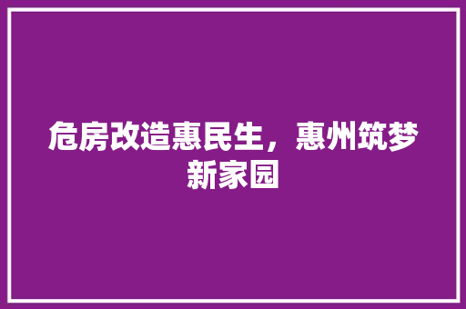 危房改造惠民生，惠州筑梦新家园