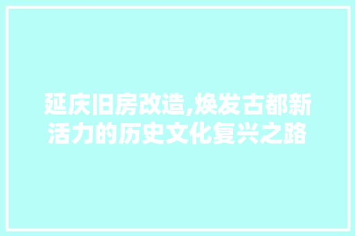 延庆旧房改造,焕发古都新活力的历史文化复兴之路
