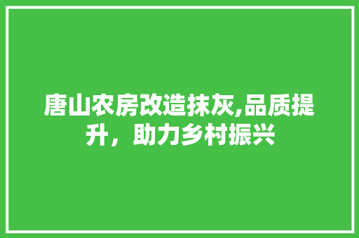 唐山农房改造抹灰,品质提升，助力乡村振兴