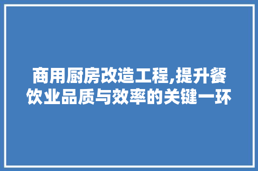 商用厨房改造工程,提升餐饮业品质与效率的关键一环