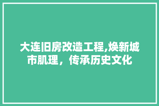 大连旧房改造工程,焕新城市肌理，传承历史文化