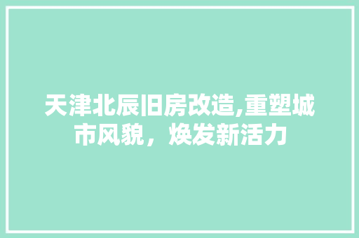 天津北辰旧房改造,重塑城市风貌，焕发新活力