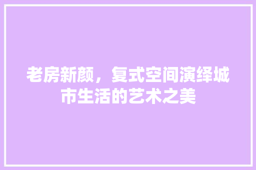 老房新颜，复式空间演绎城市生活的艺术之美