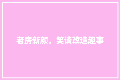 老房新颜，笑谈改造趣事