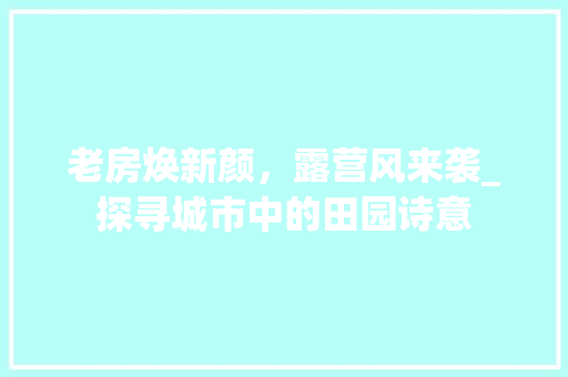 老房焕新颜，露营风来袭_探寻城市中的田园诗意