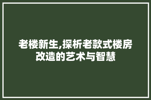 老楼新生,探析老款式楼房改造的艺术与智慧