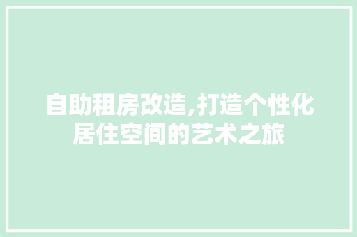 自助租房改造,打造个性化居住空间的艺术之旅