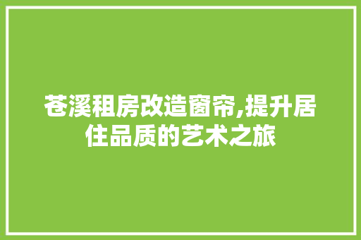 苍溪租房改造窗帘,提升居住品质的艺术之旅
