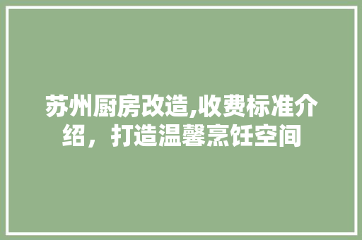 苏州厨房改造,收费标准介绍，打造温馨烹饪空间