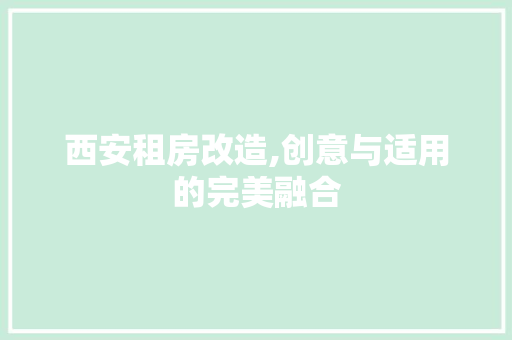 西安租房改造,创意与适用的完美融合