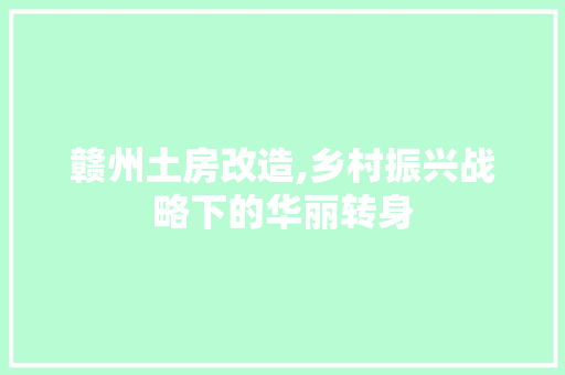 赣州土房改造,乡村振兴战略下的华丽转身
