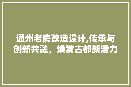 通州老房改造设计,传承与创新共融，焕发古都新活力