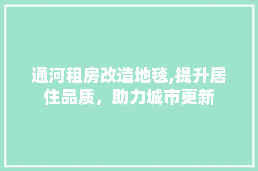 通河租房改造地毯,提升居住品质，助力城市更新