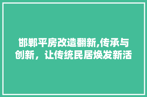 邯郸平房改造翻新,传承与创新，让传统民居焕发新活力