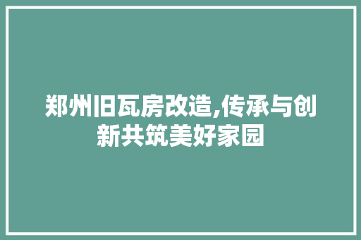 郑州旧瓦房改造,传承与创新共筑美好家园