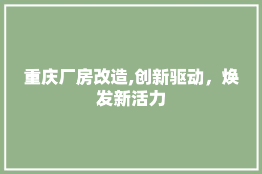 重庆厂房改造,创新驱动，焕发新活力