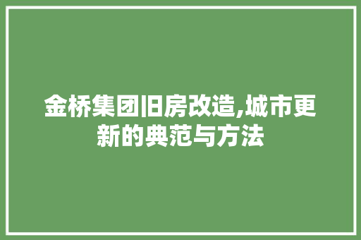金桥集团旧房改造,城市更新的典范与方法