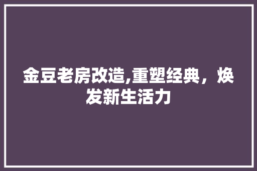 金豆老房改造,重塑经典，焕发新生活力