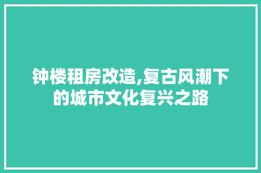 钟楼租房改造,复古风潮下的城市文化复兴之路