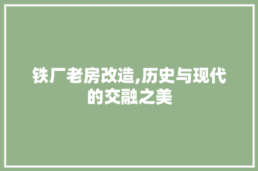 铁厂老房改造,历史与现代的交融之美