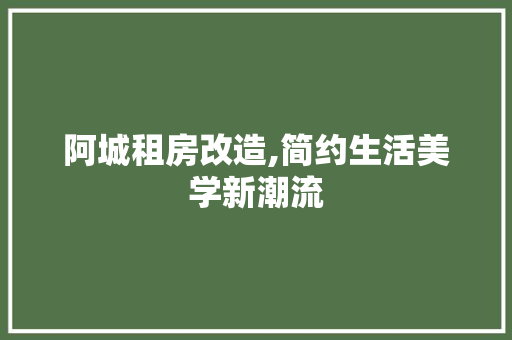 阿城租房改造,简约生活美学新潮流