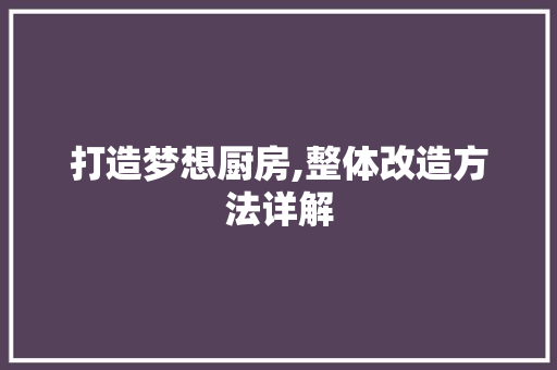 打造梦想厨房,整体改造方法详解