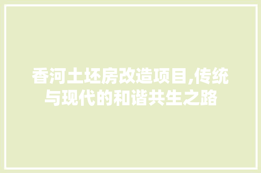 香河土坯房改造项目,传统与现代的和谐共生之路