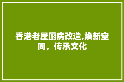 香港老屋厨房改造,焕新空间，传承文化