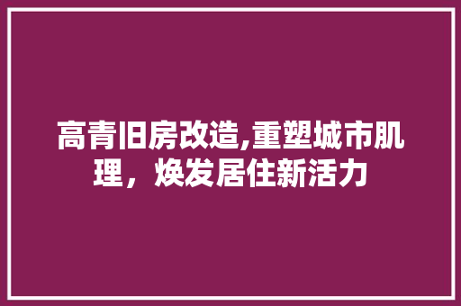 高青旧房改造,重塑城市肌理，焕发居住新活力