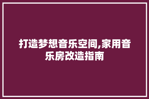 打造梦想音乐空间,家用音乐房改造指南