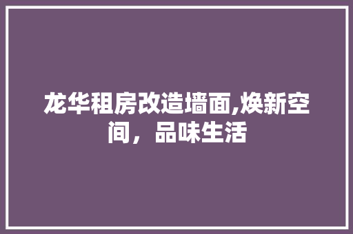 龙华租房改造墙面,焕新空间，品味生活