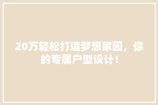 20万轻松打造梦想家园，你的专属户型设计！