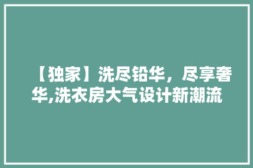 【独家】洗尽铅华，尽享奢华,洗衣房大气设计新潮流！