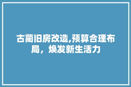 古蔺旧房改造,预算合理布局，焕发新生活力