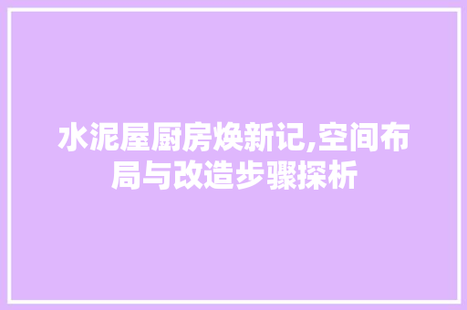 水泥屋厨房焕新记,空间布局与改造步骤探析