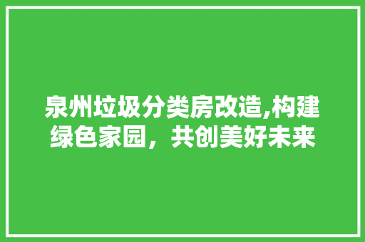 泉州垃圾分类房改造,构建绿色家园，共创美好未来