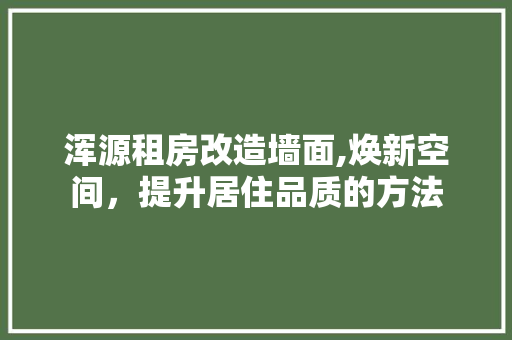 浑源租房改造墙面,焕新空间，提升居住品质的方法