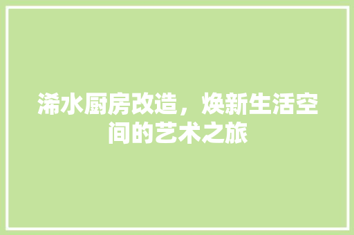浠水厨房改造，焕新生活空间的艺术之旅